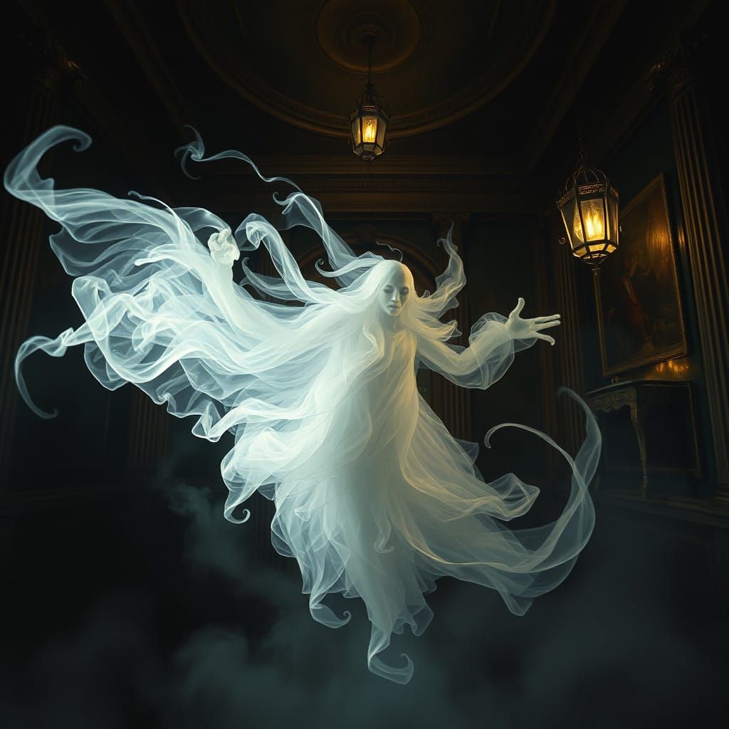 Ethereal Specter Soars Through Opulent Chamber