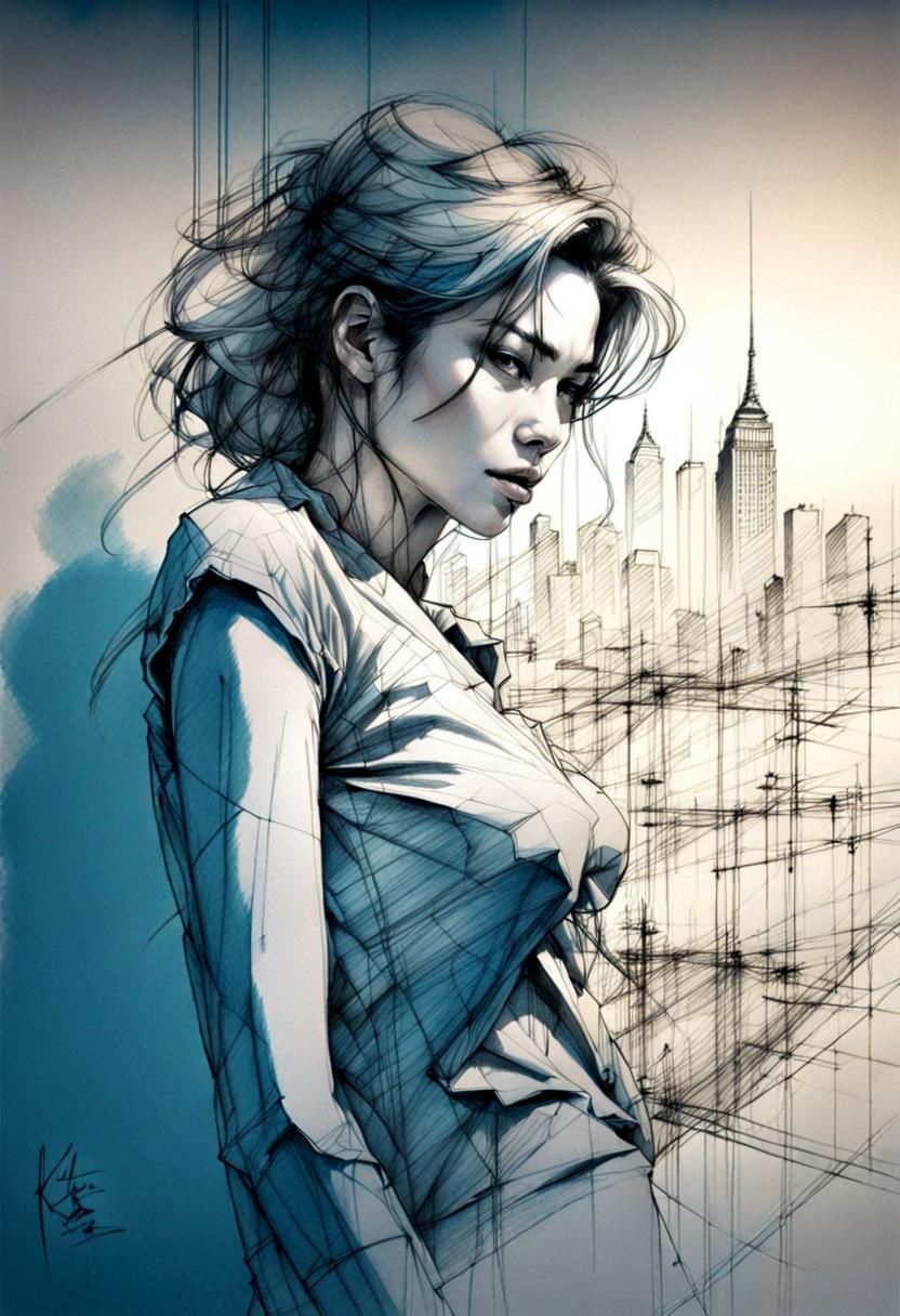 Detailed Pencil Sketch of a Pretty Woman