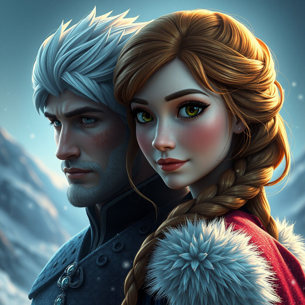 Detailed Portrait of Anna and Kristoff in Fantasy Style