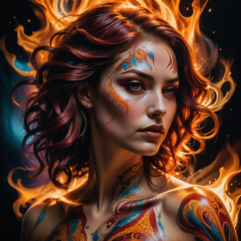 Warmth Emanating Woman in Vibrant Oil Painting Style