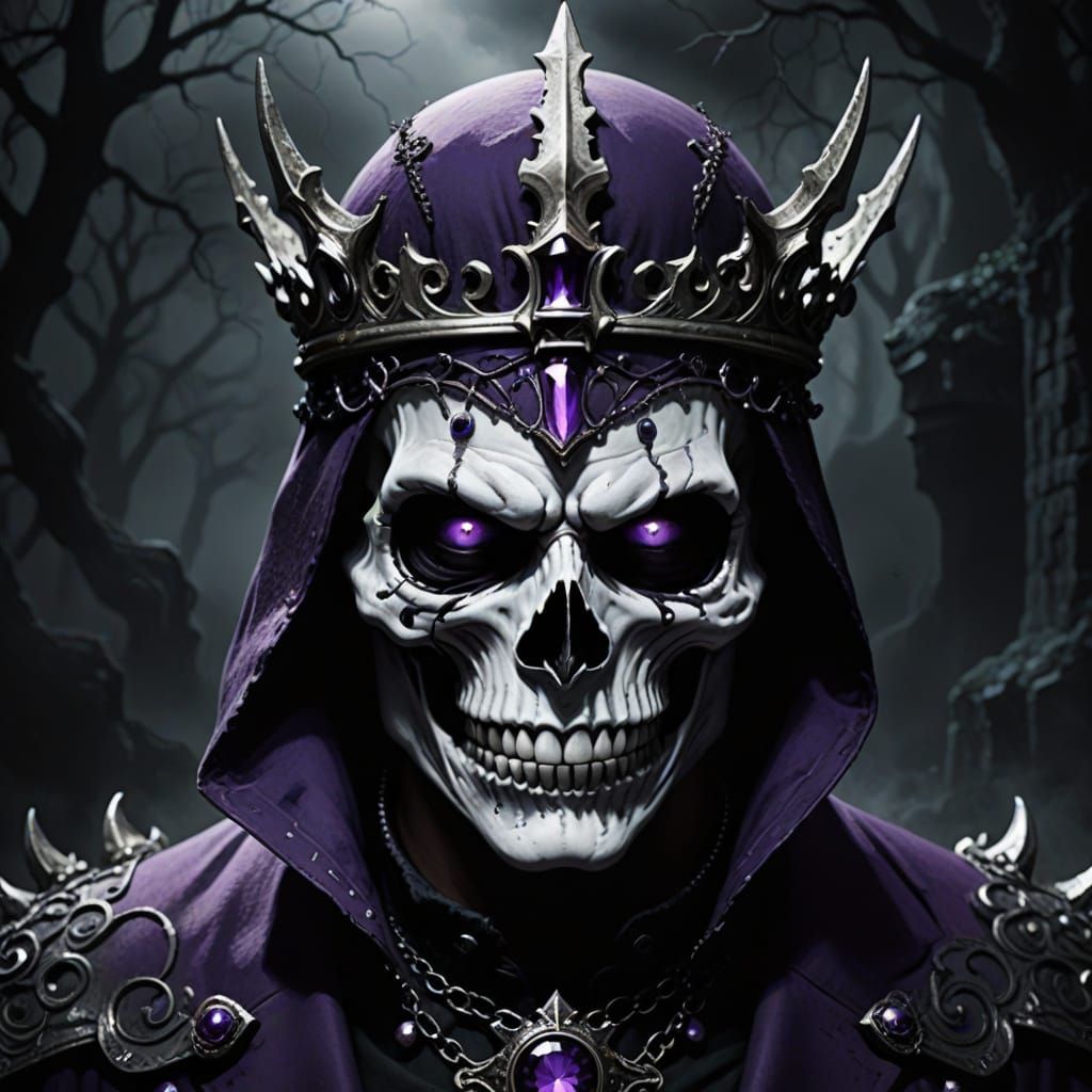 Dark Fantasy Skeleton King with Mask in Digital Art