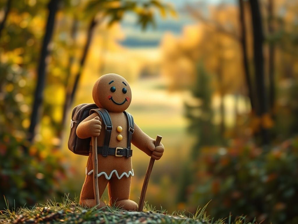 Whimsical Gingerbread Man Embarks on Adventure in Vibrant Fo...