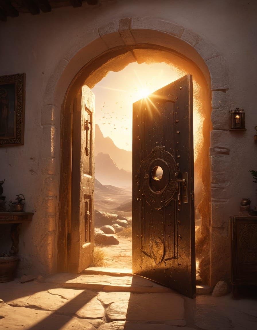 Majestic Door in Continent: Fantasy Oil Painting
