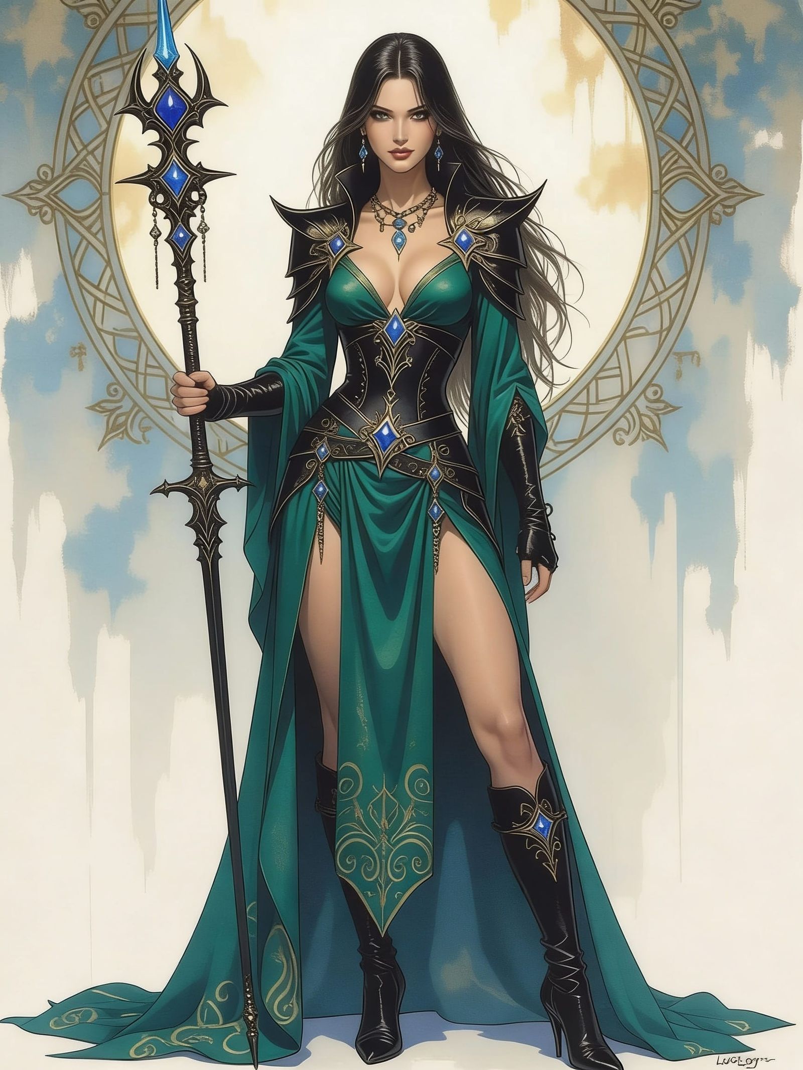 Epic Fantasy Sorceress Portrait in Jewel Tones