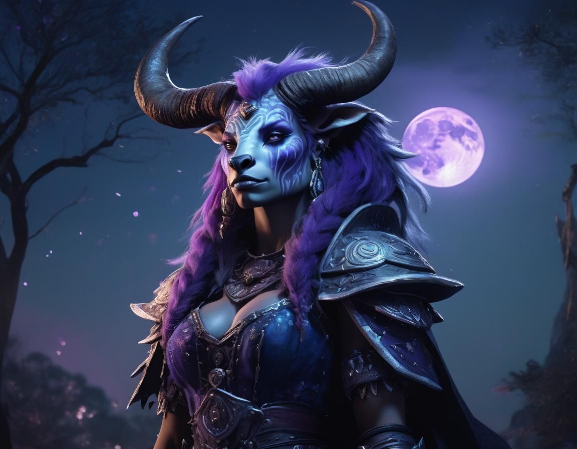 Gothic Fantasy Tauren in Dreamy Watercolor Style