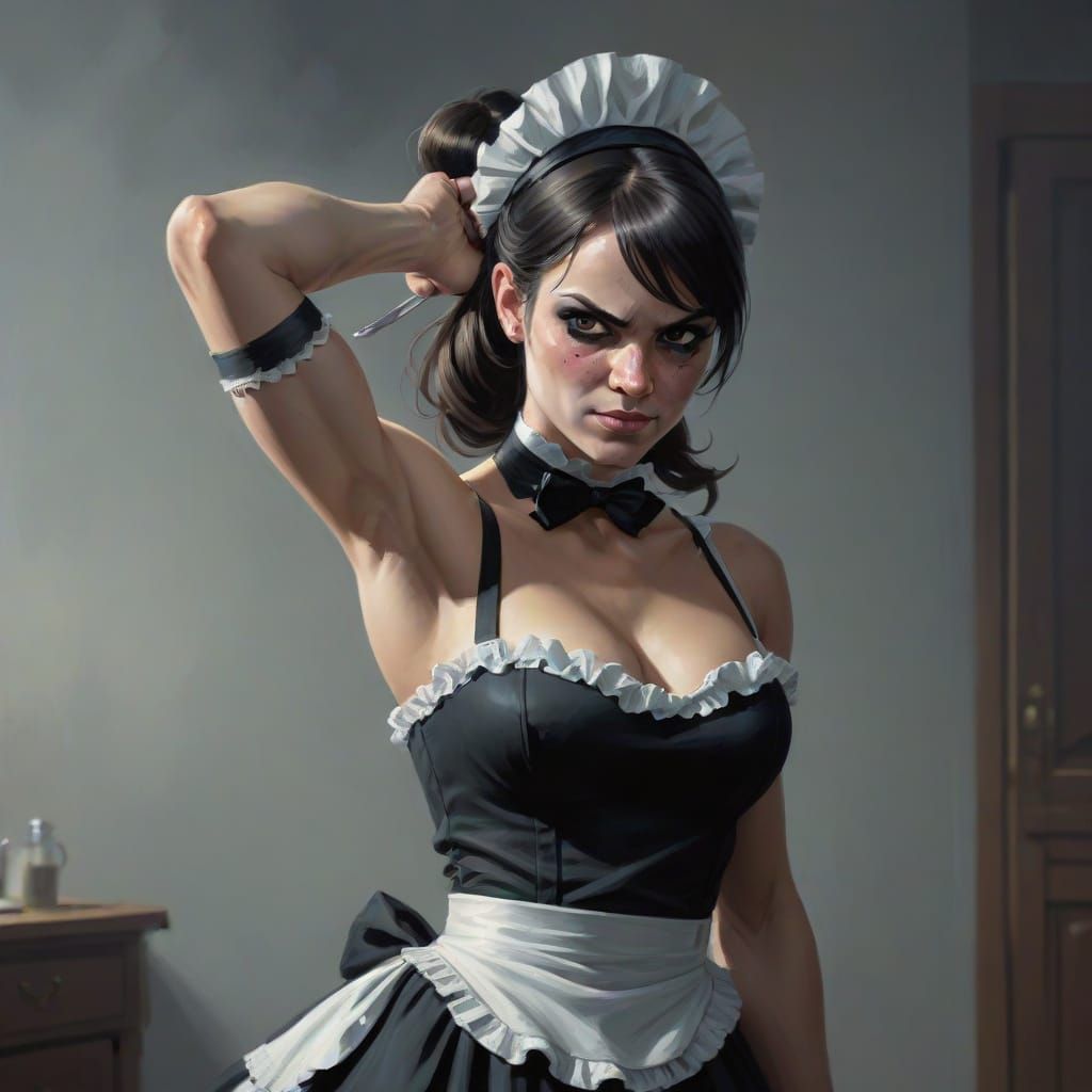 Cyberpunk French Maid Ready for Battle