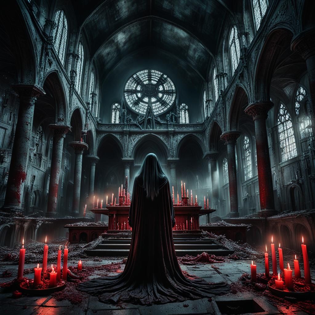 Ghost Woman in Biomechanical Gothic Horror Style