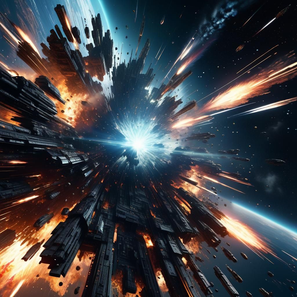 Detailed Quantum Space Explosion in Digital Painting