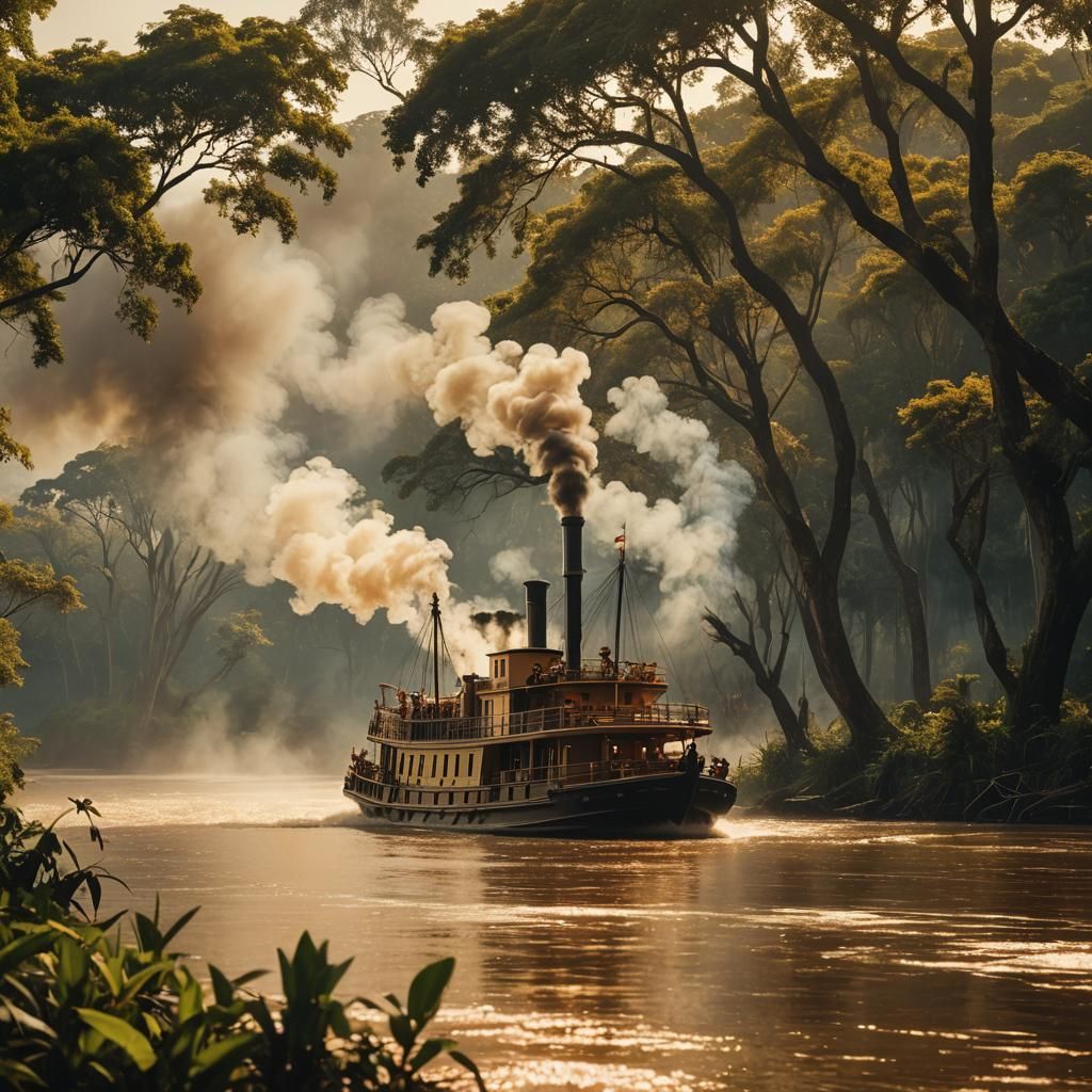 Steamboat on the Sertão River: Cinematic Film Still