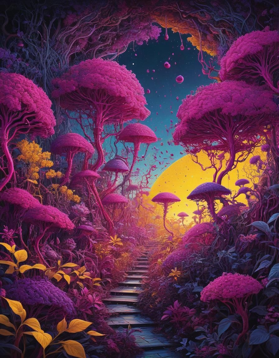 Ethereal Floral Art in Pointillism Style