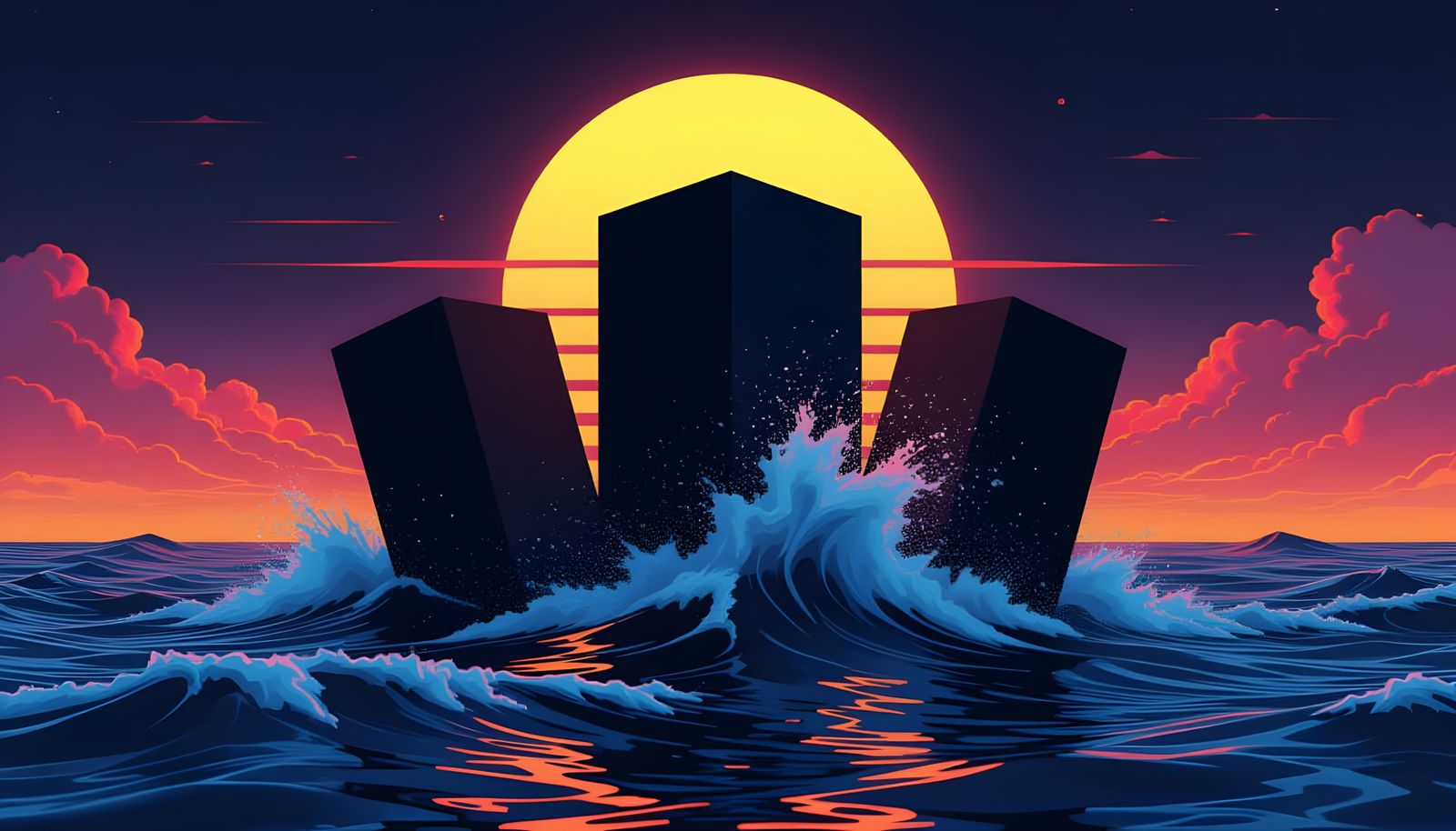 Abstract Shapes Dissolve into Pixelated Sea