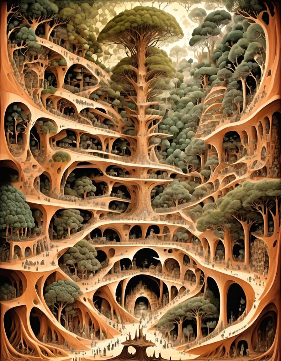 Underground Tunnels in Hieronymus Bosch Style