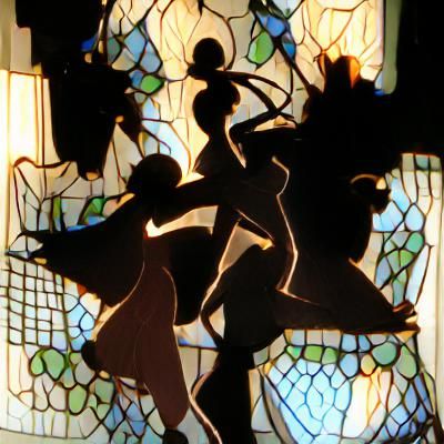 Stained Glass Dancers Silhouette Art