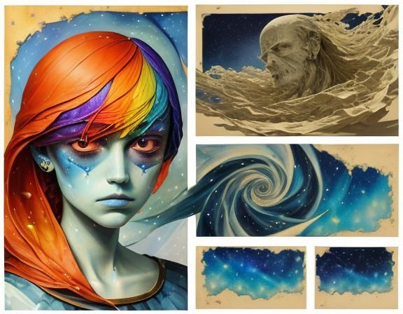 Cosmic Winds Devour a Figure: Dreamcore Collage