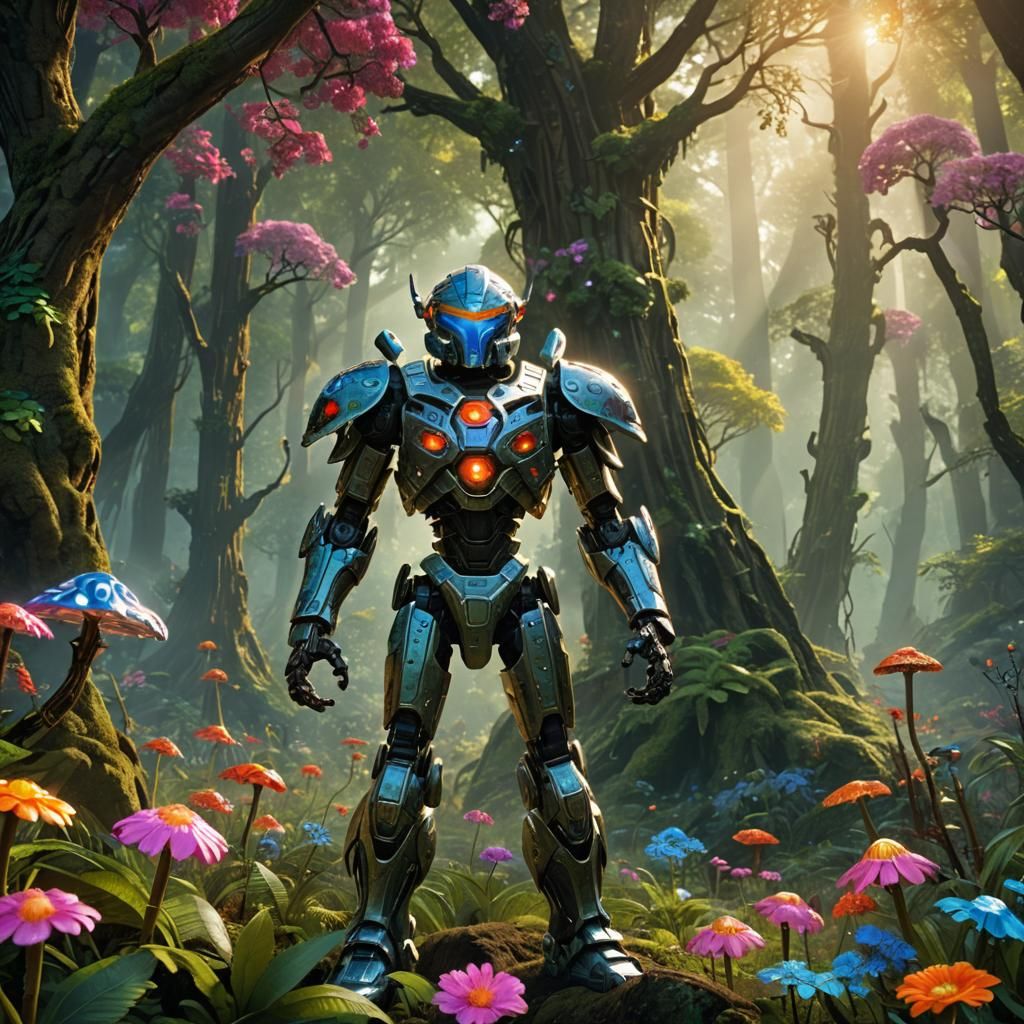 Heroic Bionicle Warrior in Mystical Forest