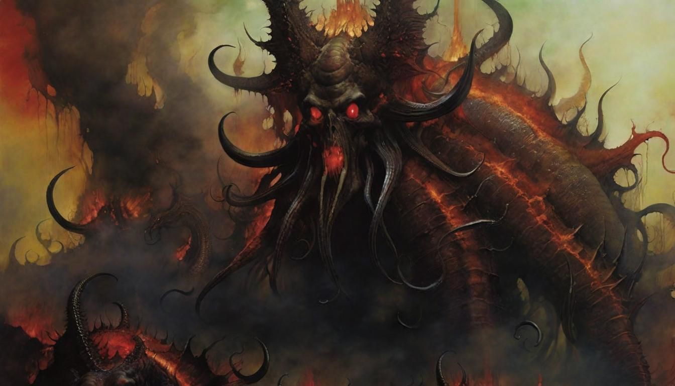 Lovecraftian Hellscape in Alcohol Ink Style