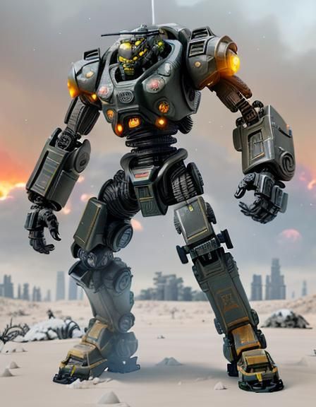 Power Armor in Nuclear Wasteland: 3D Render