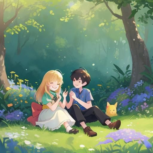 Dreamy Concept Art: Heartfelt Connection in Golden Hour