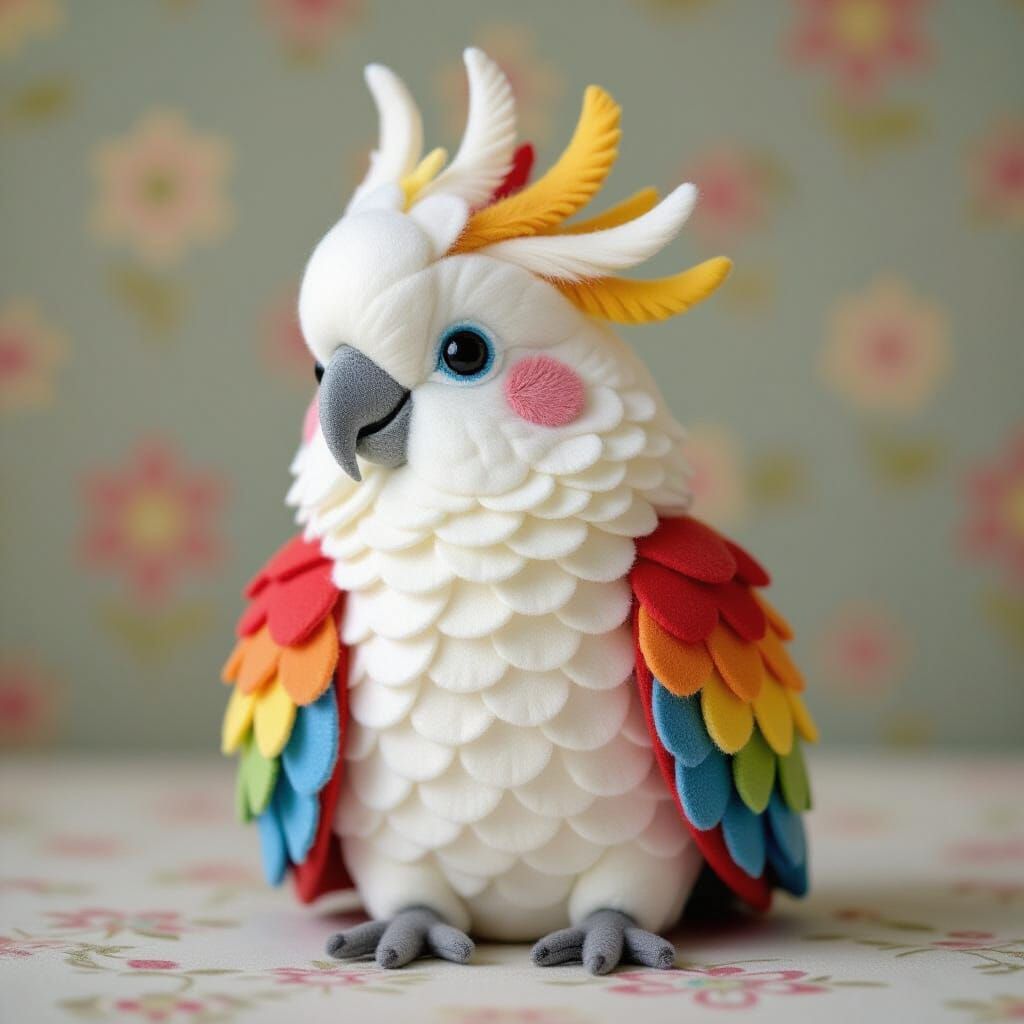 Adorable Felt Cockatoo in Beatrix Potter Style