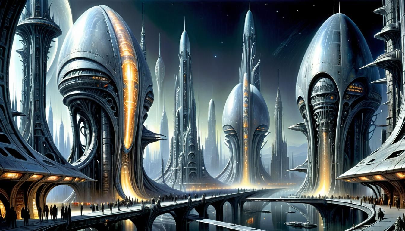 Epic Sci-Fi Alien City at Night