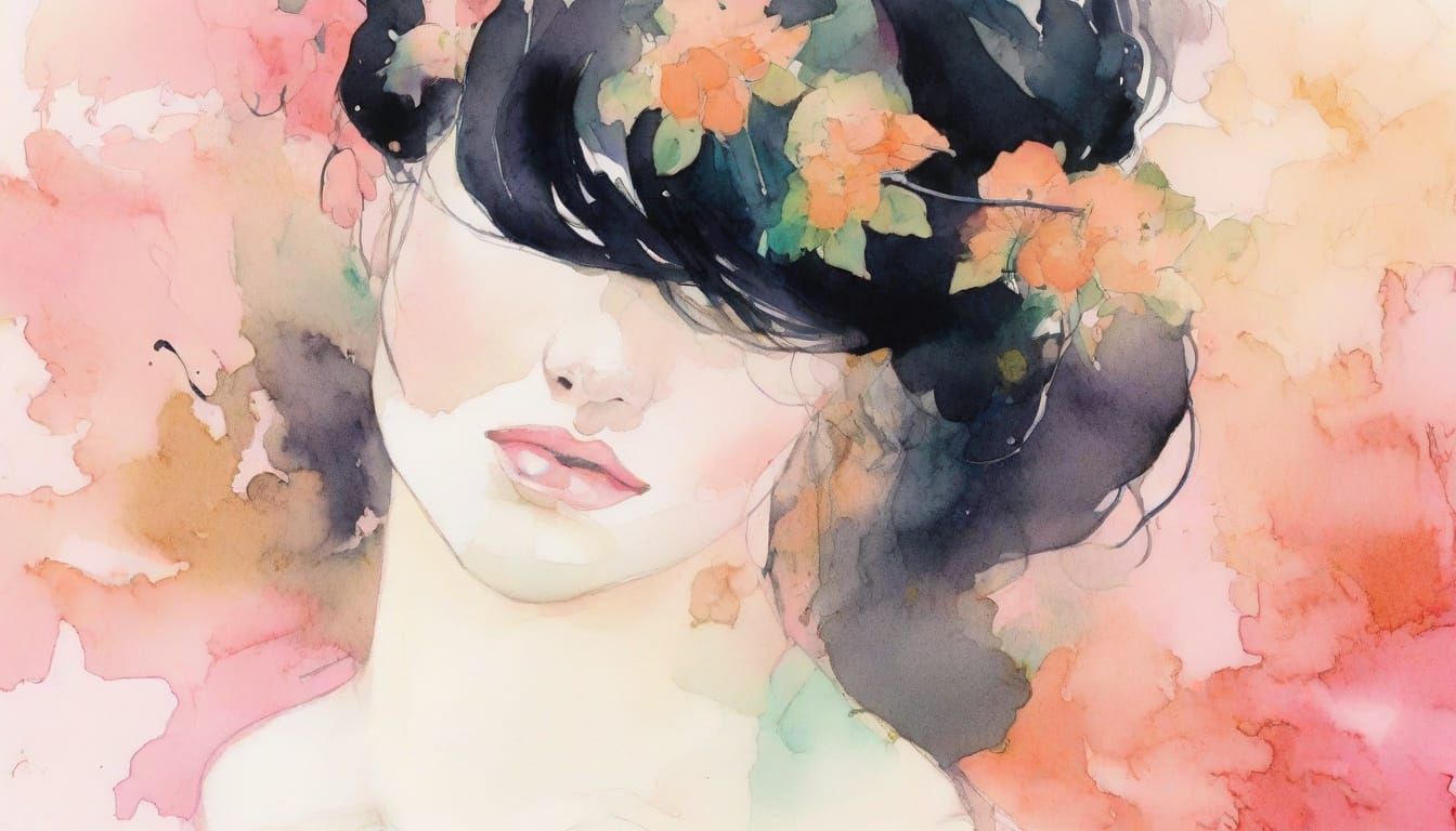 Ethereal Nymphs: A Sensual Watercolor Painting