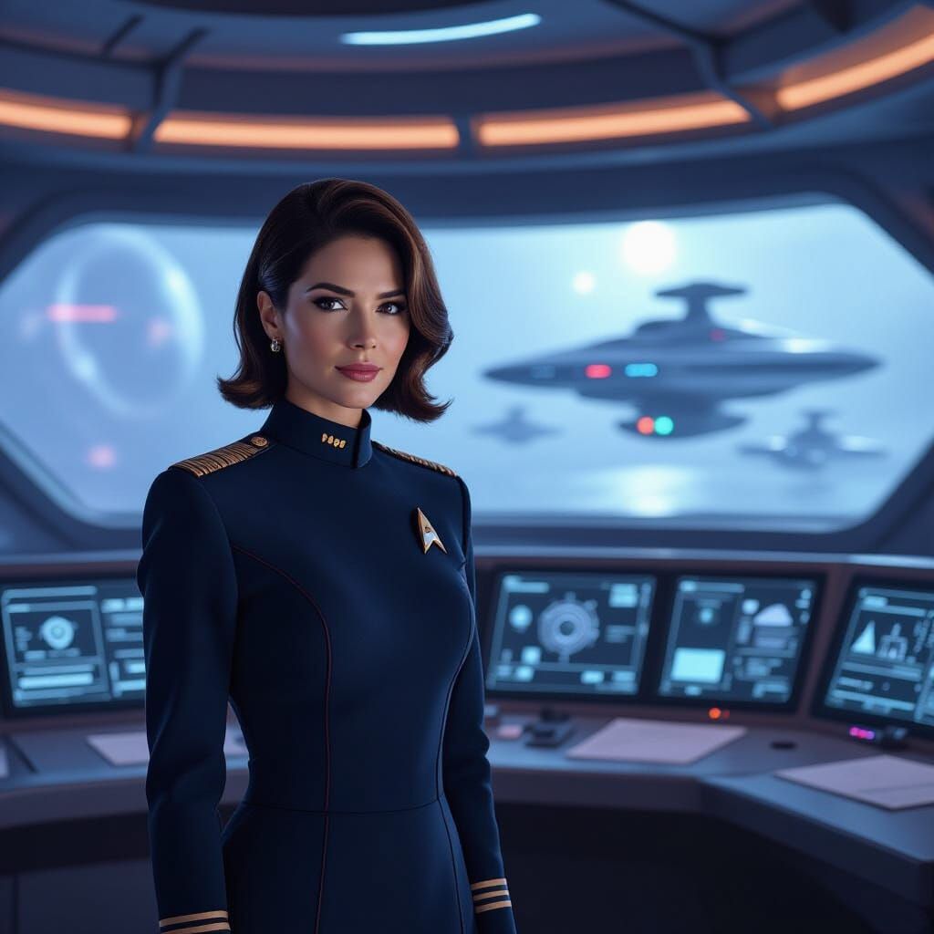 Starfleet Admiral on Nebula-Class Starship
