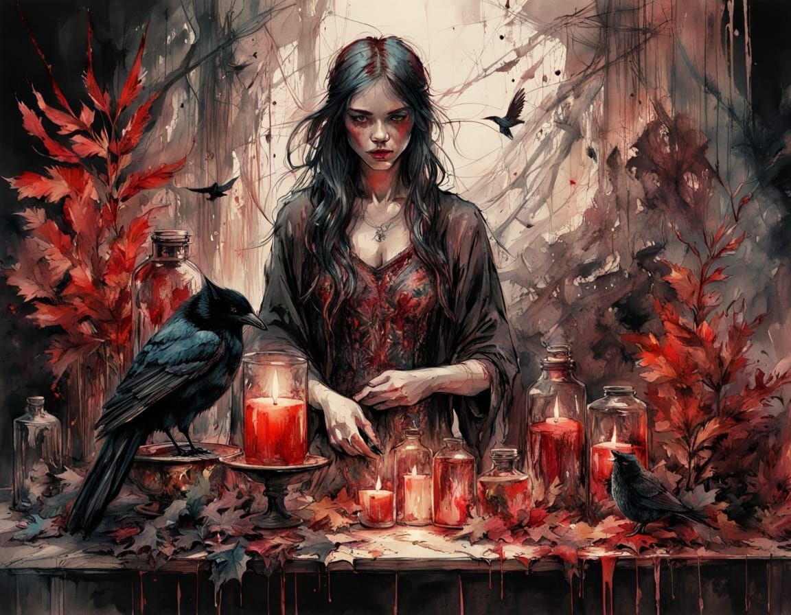 Enchanting Witch Confronts Mystical Realms in Dark Fantasy A...