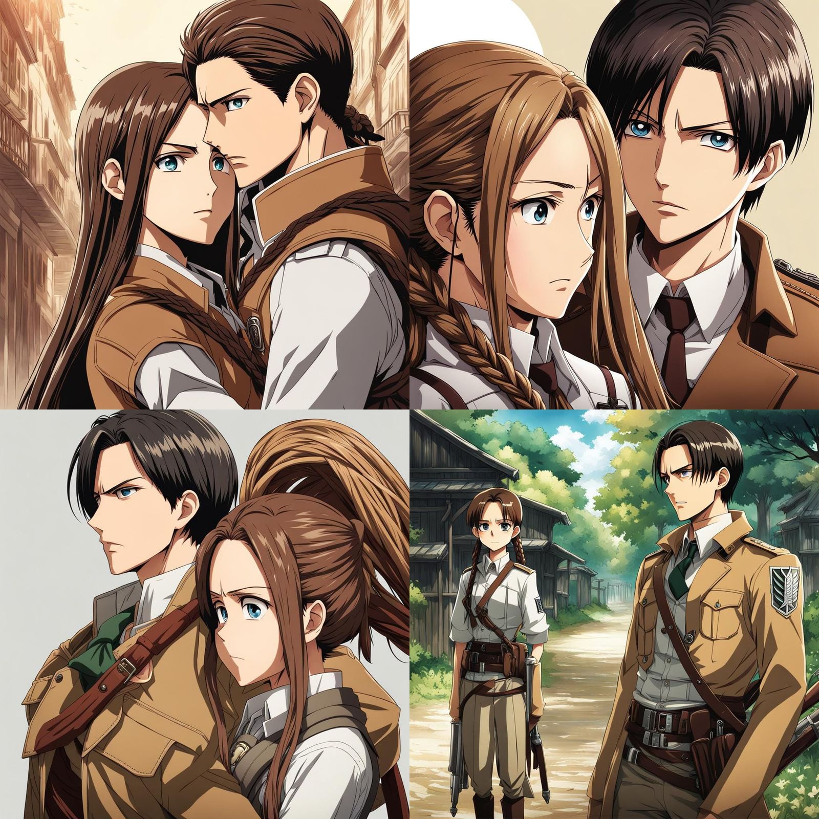 Levi Ackerman and Original Character in Anime Style