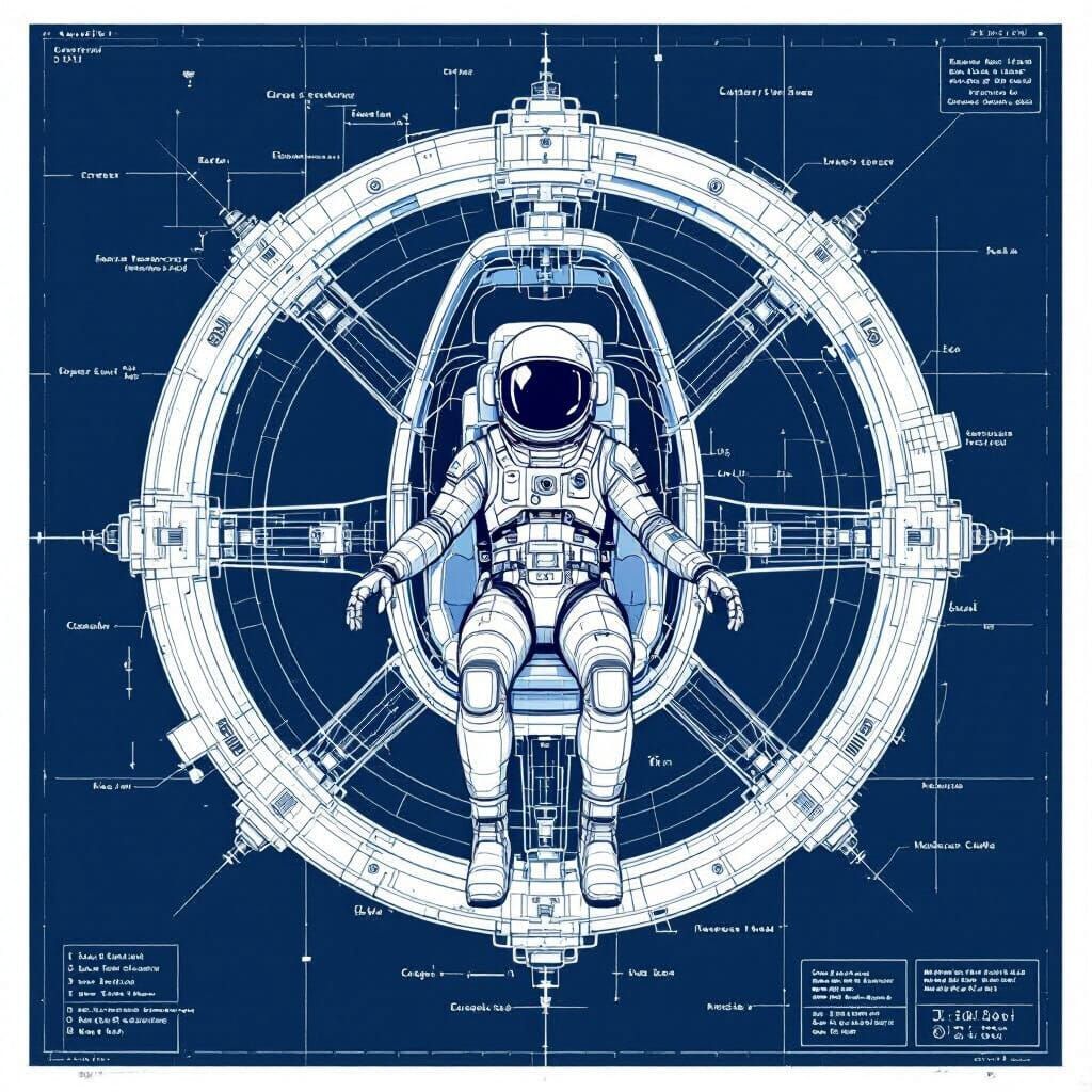 Futuristic Gyroscopic Propulsion Vehicle Blueprint in Sci-Fi...