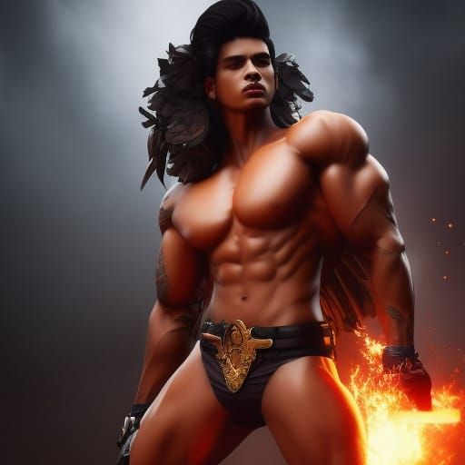 Androgynous Latino Model in Boxing Stance