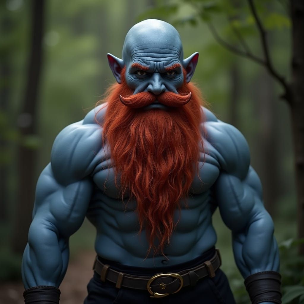 A Dazzling Portrait of a Midnight Blue Dwarf in Black Tights