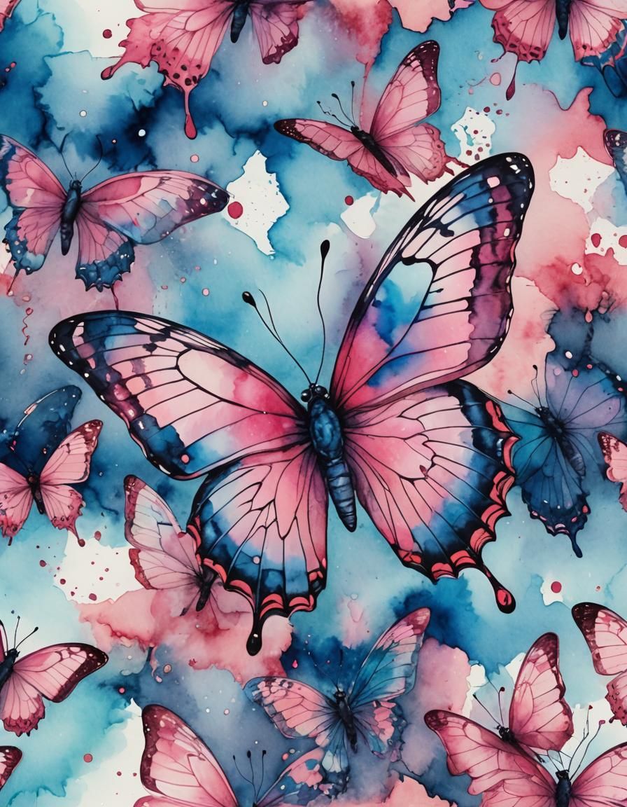 Majestic Butterfly with Watercolour and Ink Effects
