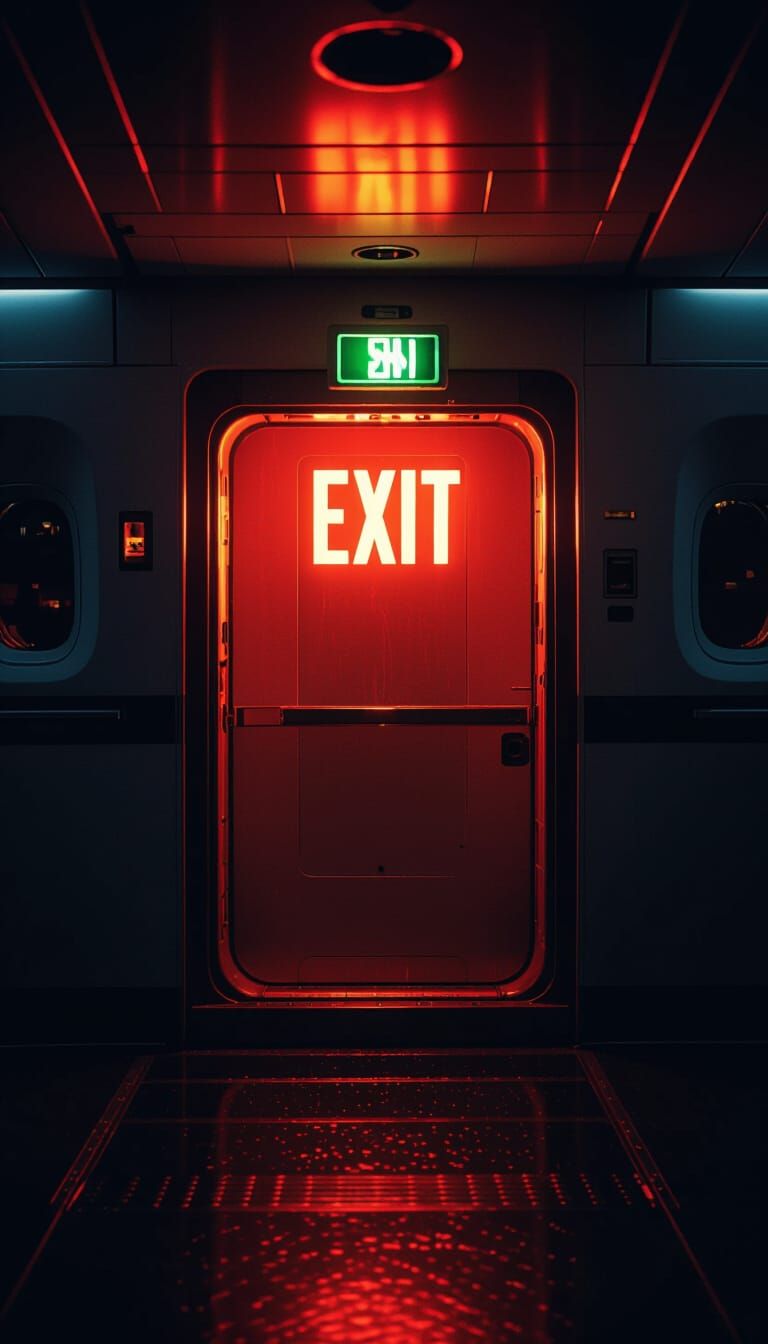 Dramatic Airplane Emergency Exit Film Still