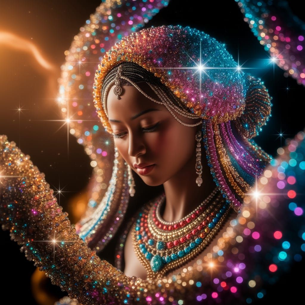 Diamond Bead Painting with Woman's Face