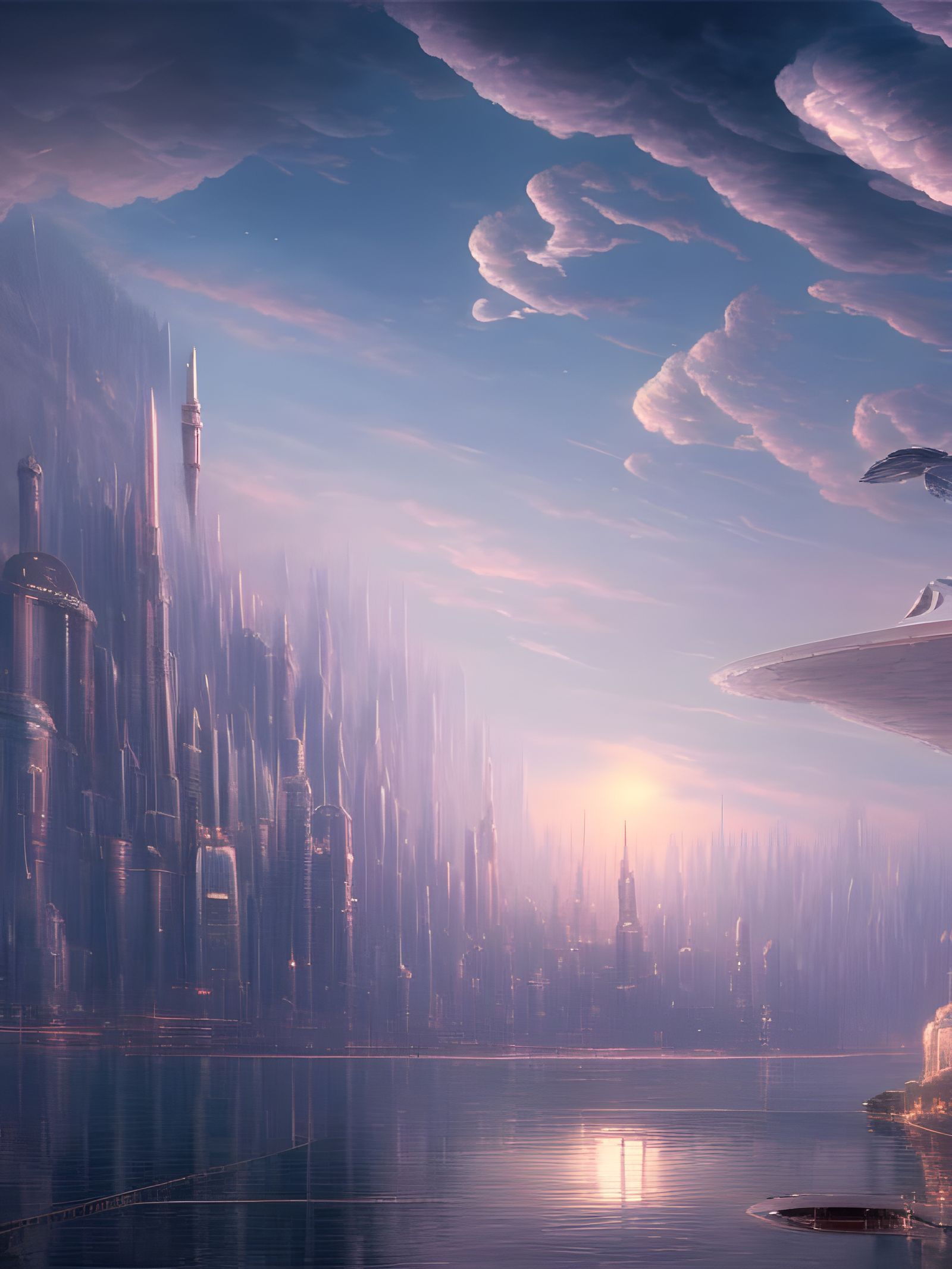 Futuristic Floating Sky Cityscape Digital Art