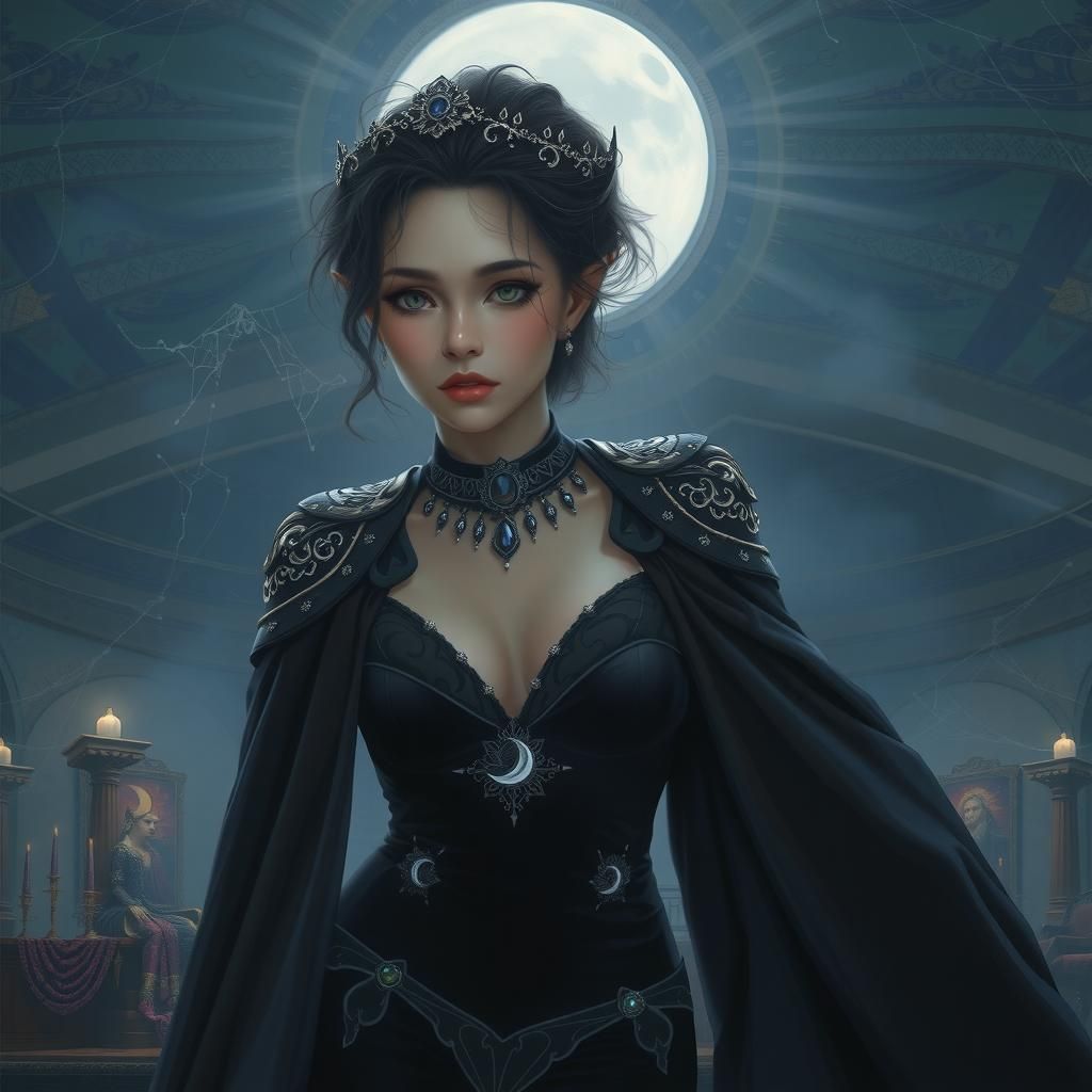 Dark Elf Princess in Gothic Throne Room