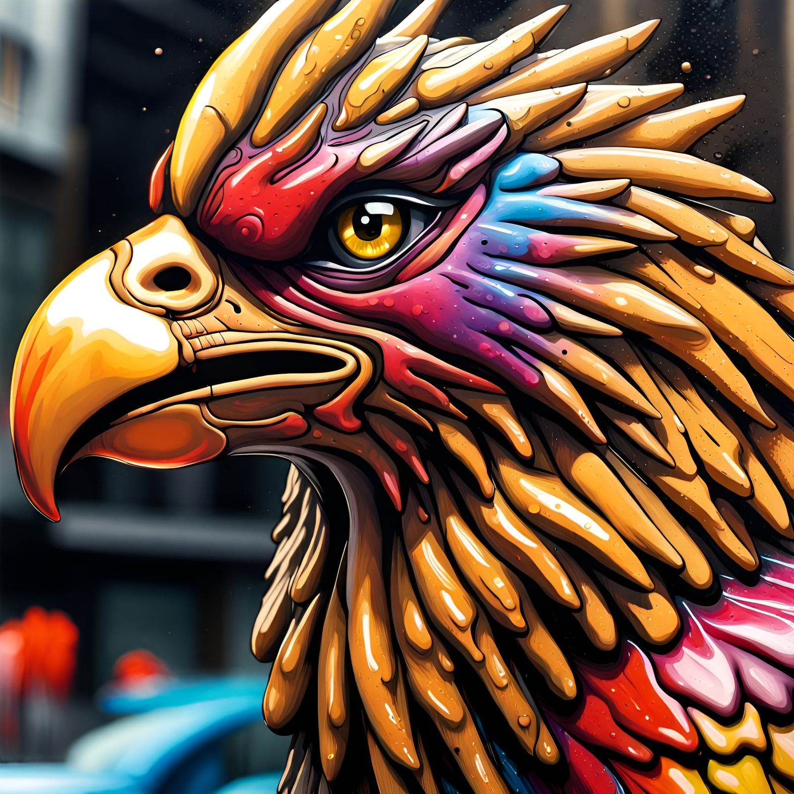 Hyperrealistic Griffin Concept Art in Street Art Style