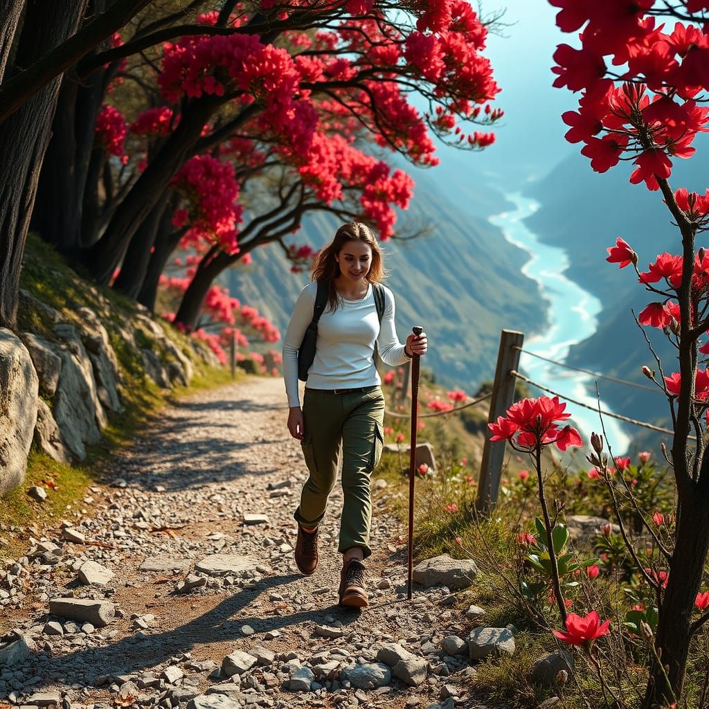 Surreal Himalayan Trek Through Vibrant Rhododendrons
