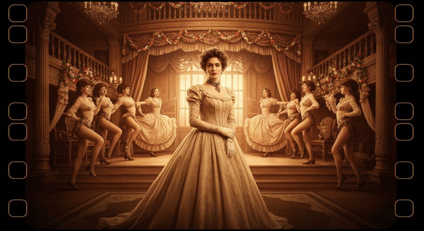 Elegant Woman in Lavish Wild West Saloon, Sepia Tone