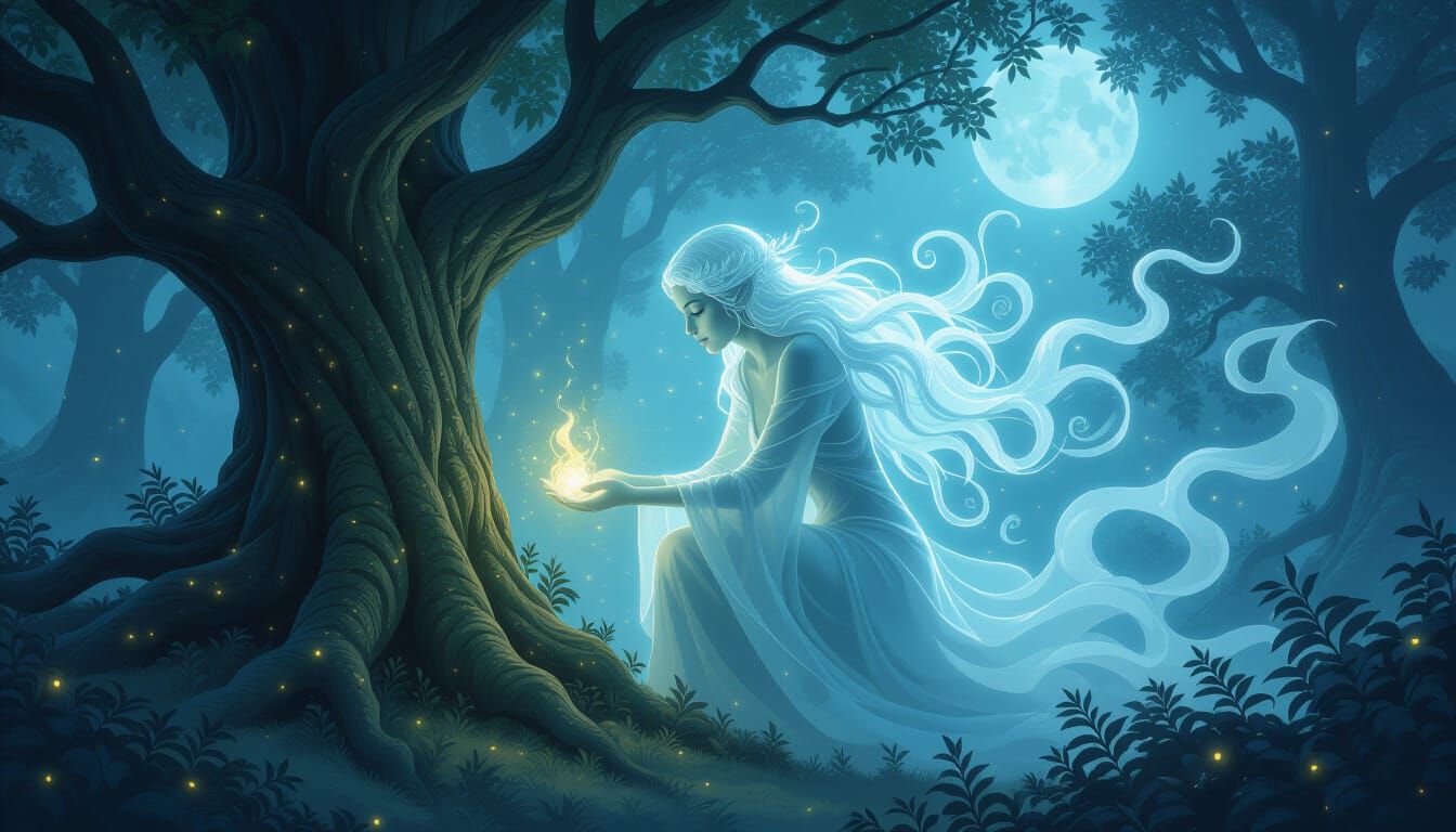 Ethereal Forest Spirit in Enchanted Grove