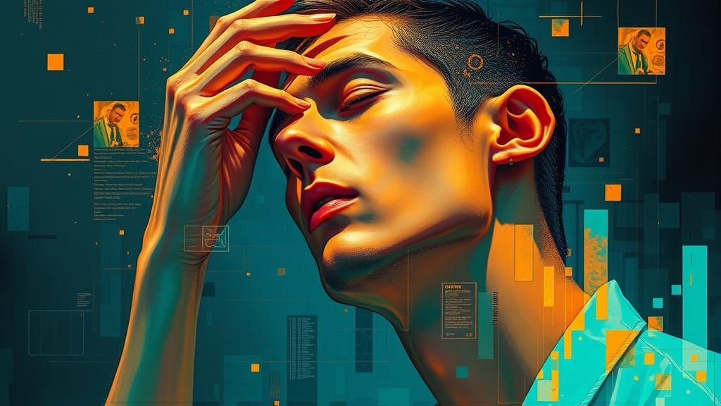 Surreal Renaissance Portrait in Glitch Art Style