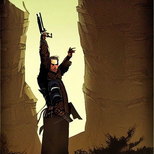 Gunslinger in Desert Landscape Adventure