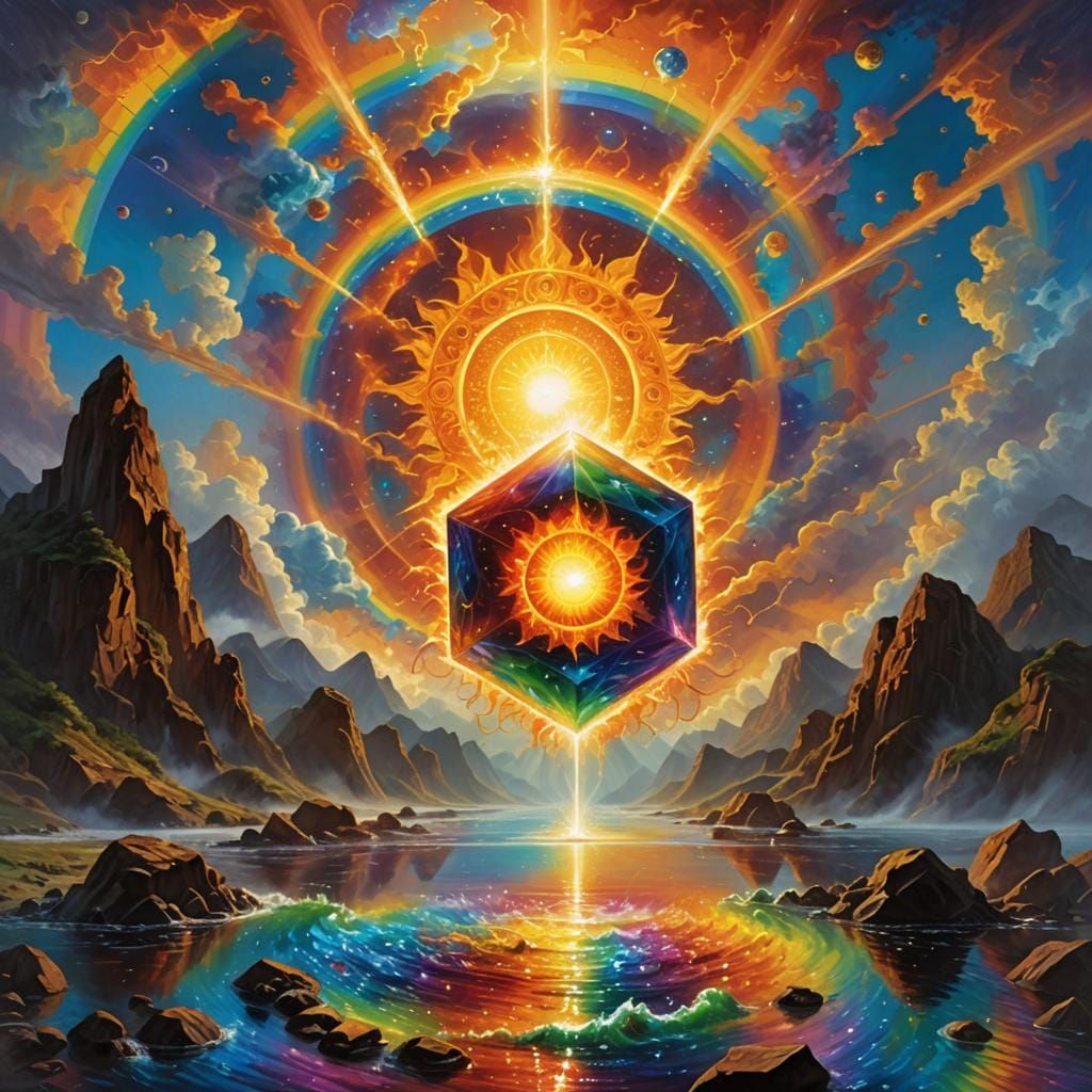 Surreal Sun Energy Destroys River, Digital Art