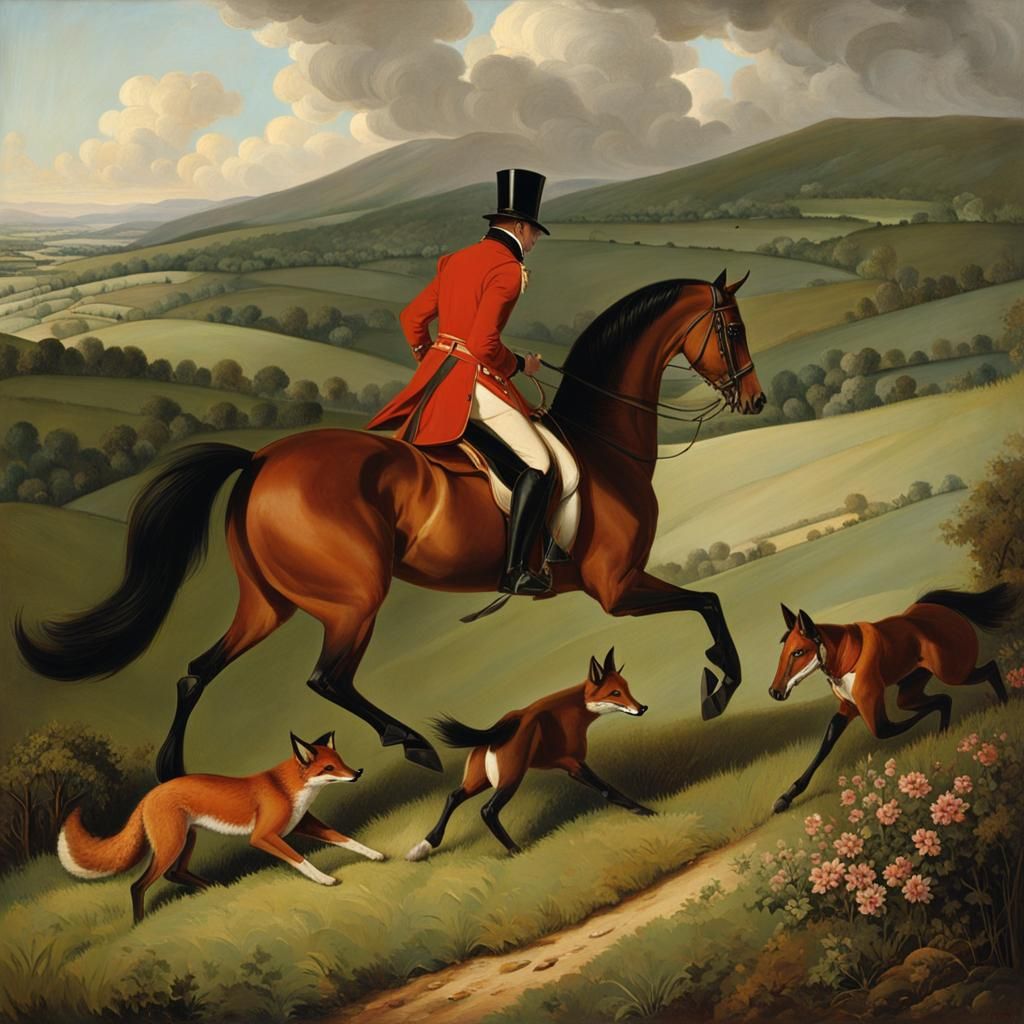 Black Fox Hunt in Starless Night