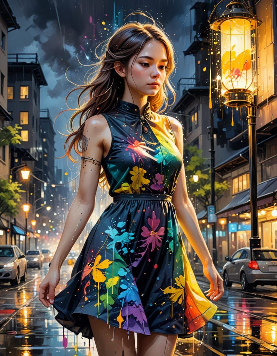 Calm Sanctuary with Glowing Axolotl in Steampunk City