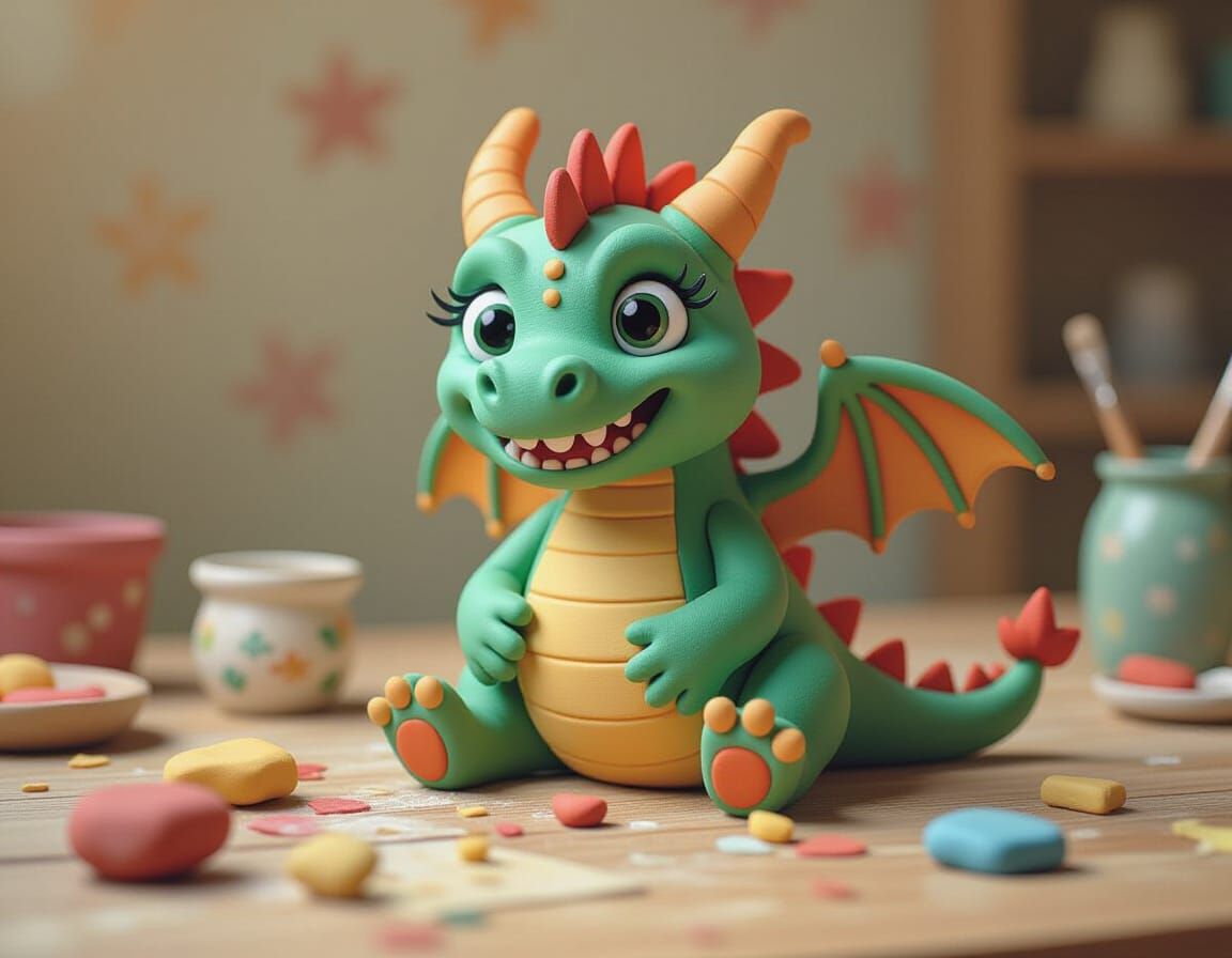 Playful Dragon with Clay: 3D Kids' Modelling