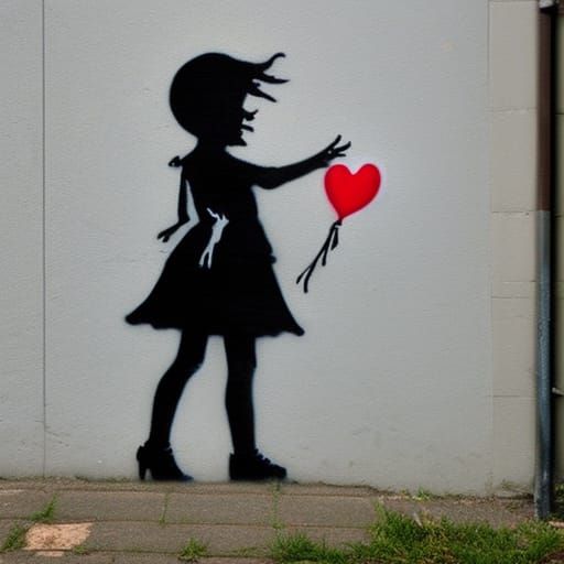 Banksy Girl with Balloon Graffiti Stencil Art