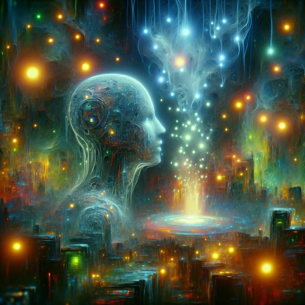 Eerie Bioluminescent AI Encounter in Semi-Realistic Style