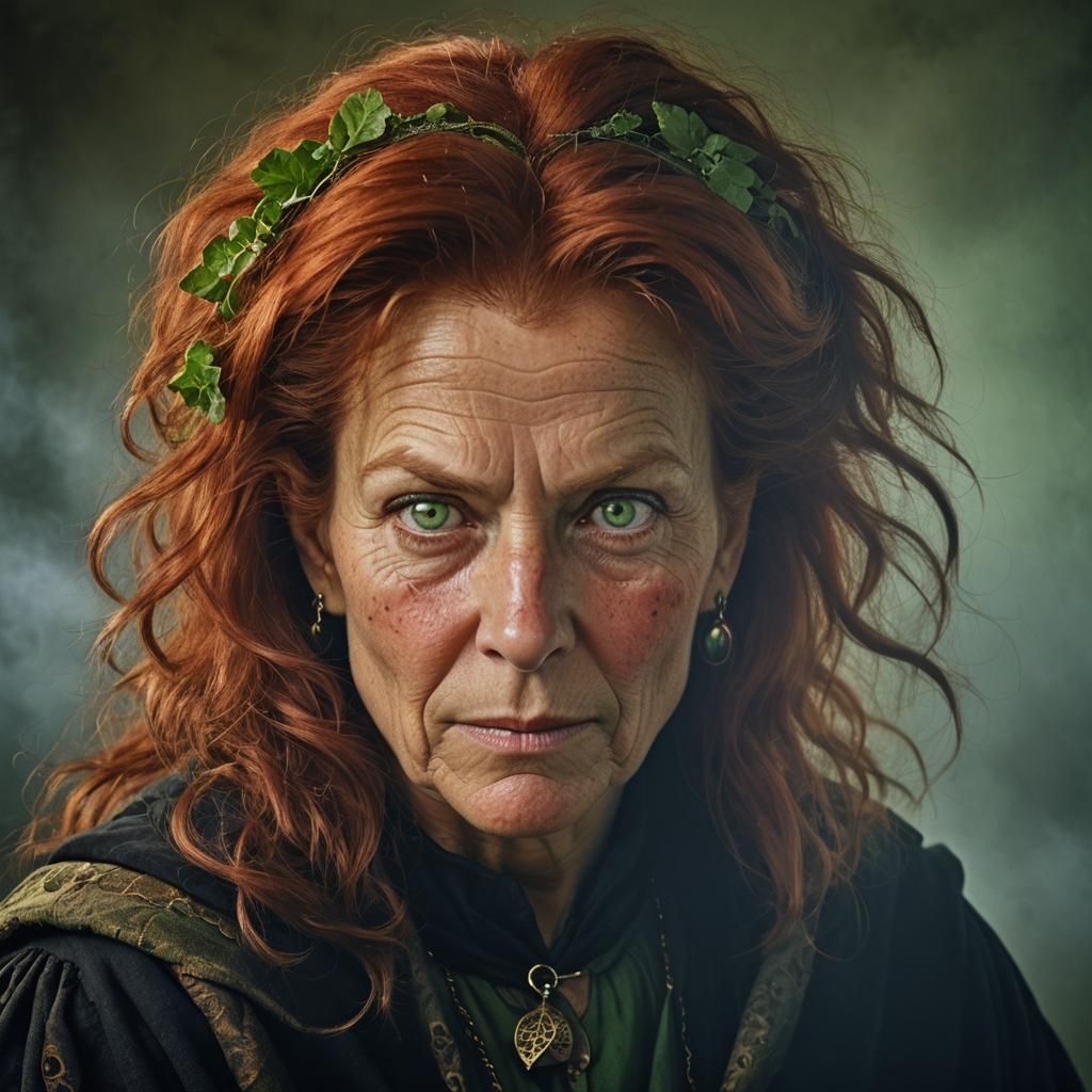 Kind Witch Portrait with Mice, Professional Photography