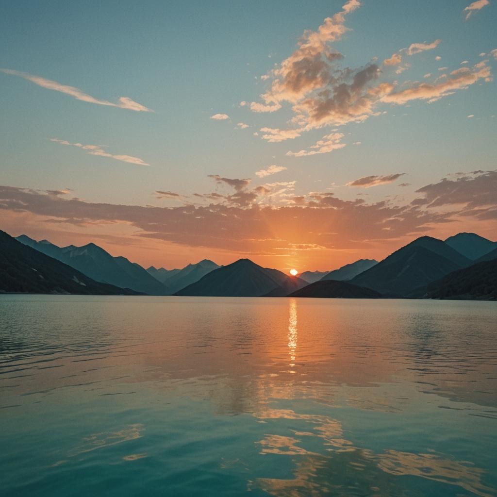 Mountains at Sunset: Cinematic Film Still